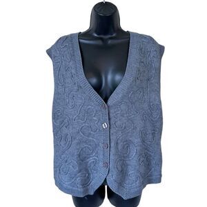 Vintage Alfred Dunner Chunky Knit Button Down Sweater Vest Size Petite